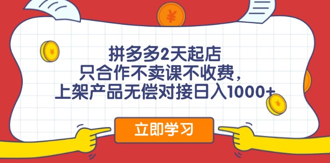 （12356期）拼多多0成本开店，只合作不卖课不收费，0成本尝试，日赚千元+-九零网创