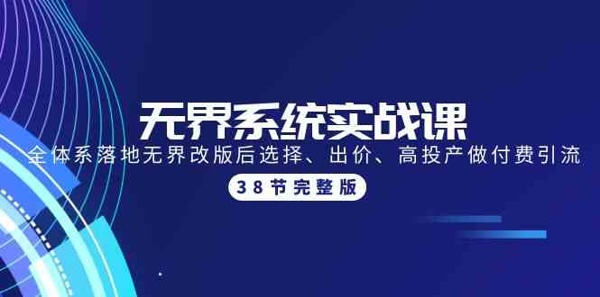 （9992期）无界系统实战课：全体系落地无界改版后选择、出价、高投产做付费引流-38节-九零网创