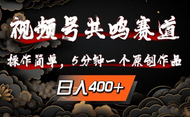 视频号共鸣赛道，操作简单，5分钟1个原创作品，日入几张【揭秘】-九零网创