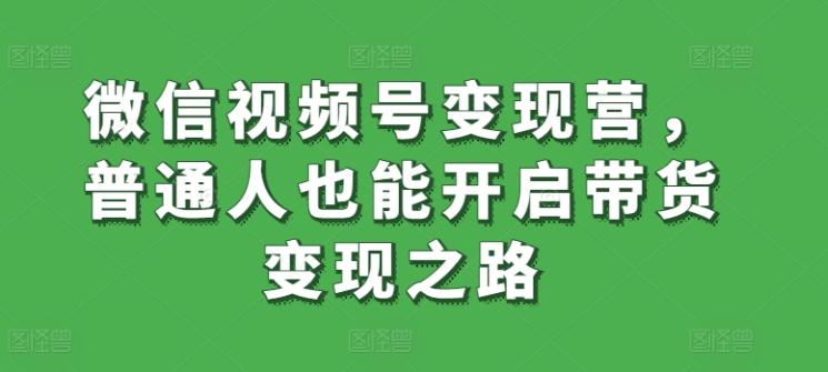 微信视频号变现营，普通人也能开启带货变现之路-九零网创