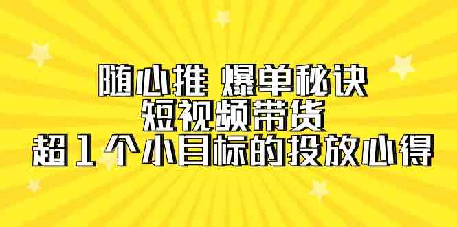 随心推爆单秘诀，短视频带货-超1个小目标的投放心得（7节视频课）-九零网创