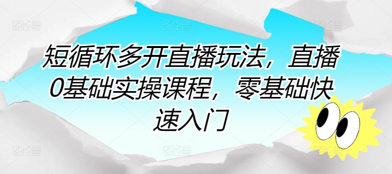 短循环多开直播玩法，直播0基础实操课程，零基础快速入门-九零网创