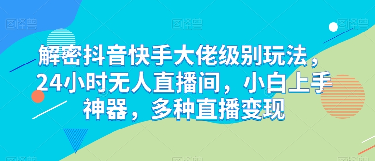 解密抖音快手大佬级别玩法，24小时无人直播间，小白上手神器，多种直播变现-九零网创