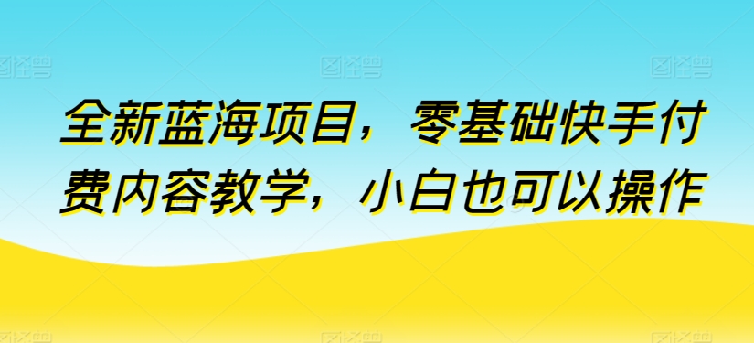 全新蓝海项目，零基础快手付费内容教学，小白也可以操作-九零网创
