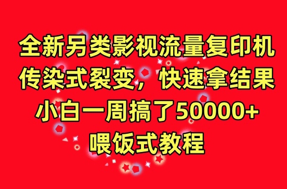 全新另类影视流量复印机，传染式裂变，快速拿结果，小白一周搞了50000+，喂饭式教程-九零网创