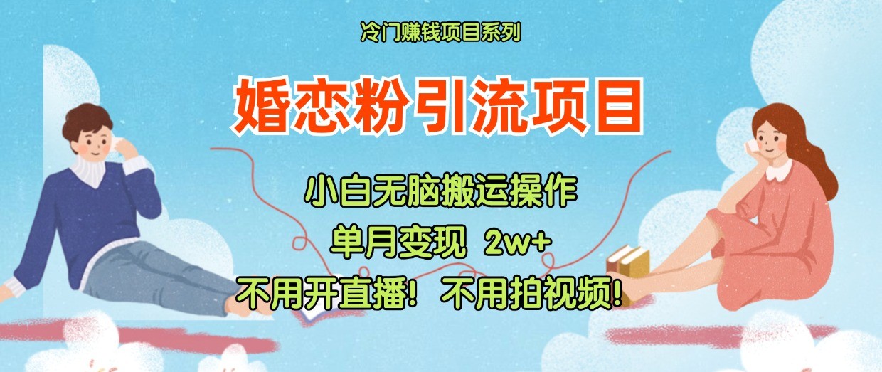 小红书婚恋粉引流，不用开直播！不用拍视频！不用做交付-九零网创