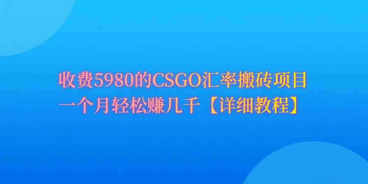 （9776期）CSGO装备搬砖，月综合收益率高达60%，你也可以！-九零网创