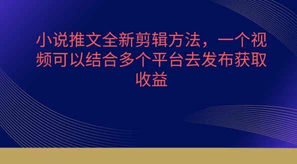 小说推文全新剪辑方法，一个视频可以结合多个平台去发布获取-九零网创