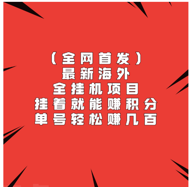 全网首发，最新海外全挂机项目，挂着就能赚积分，单号轻松赚几百-九零网创