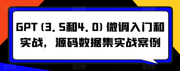 GPT(3.5和4.0)微调入门和实战，源码数据集实战案例-九零网创
