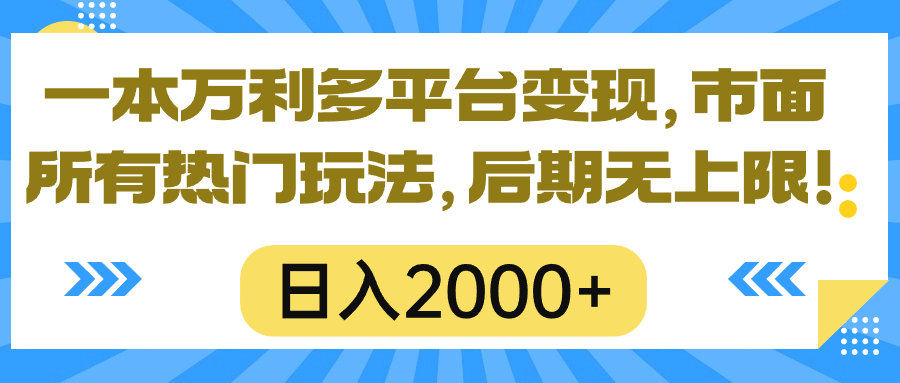 （10311期）一本万利多平台变现，市面所有热门玩法，日入2000+，后期无上限！-九零网创