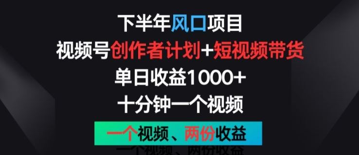 下半年风口项目，视频号创作者计划+视频带货，一个视频两份收益，十分钟一个视频【揭秘】-九零网创