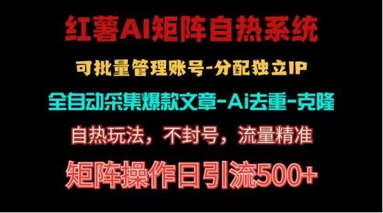 红薯矩阵自热系统，独家不死号引流玩法！矩阵操作日引流500+-九零网创