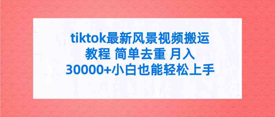 （9804期）tiktok最新风景视频搬运教程 简单去重 月入30000+附全套工具-九零网创