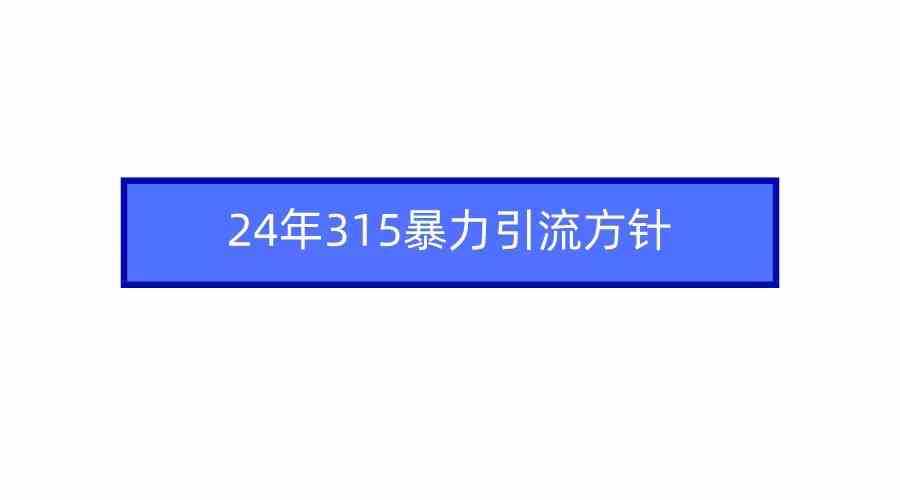 （9398期）2024年315暴力引流方针-九零网创