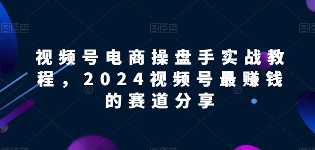 视频号电商实战教程，2024视频号最赚钱的赛道分享-九零网创