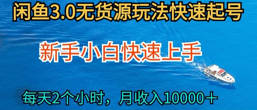 2024最新闲鱼无货源玩法，从0开始小白快手上手，每天2小时月收入过万-九零网创