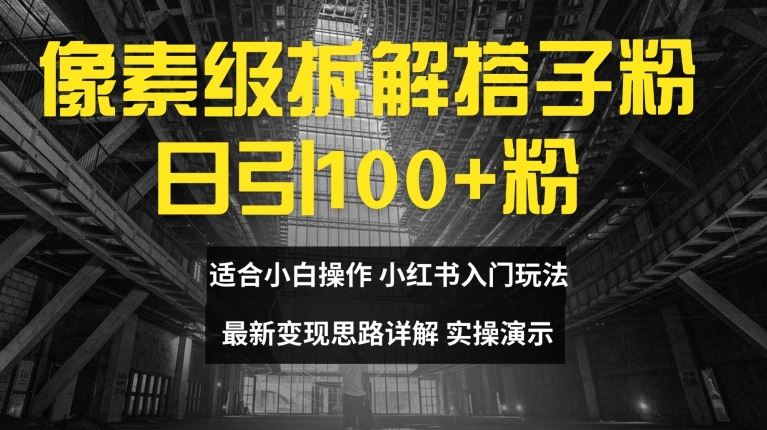 像素级拆解搭子粉，日引100+，小白看完可上手，最新变现思路详解【揭秘】-九零网创