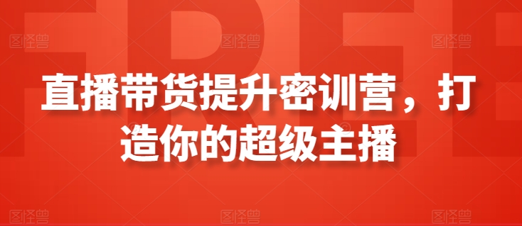 直播带货提升密训营，打造你的超级主播-九零网创