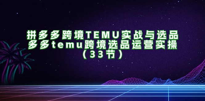 （11934期）拼多多跨境TEMU实战与选品，多多temu跨境选品运营实操（33节）-九零网创