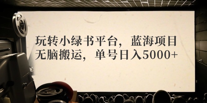 （12366期）玩转小绿书平台，蓝海项目，无脑搬运，单号日入5000+-九零网创