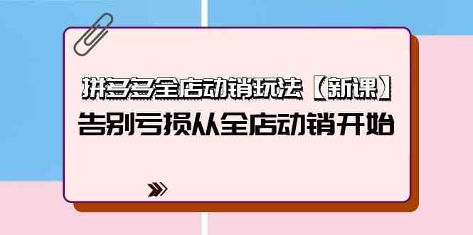 （9974期）拼多多全店动销玩法【新课】，告别亏损从全店动销开始（4节视频课）-九零网创