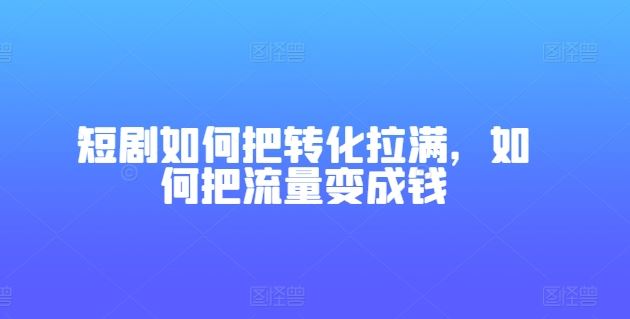 短剧如何把转化拉满，如何把流量变成钱-九零网创
