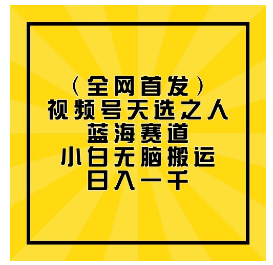 全网首发，视频号天选之人蓝海赛道，小白无脑搬运日入一千-九零网创