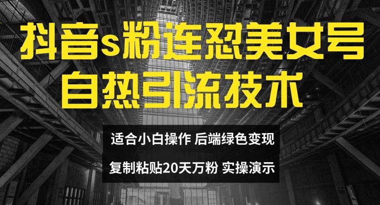 抖音s粉连怼美女号自热引流技术复制粘贴，20天万粉账号，无需实名制，矩阵操作【揭秘】-九零网创