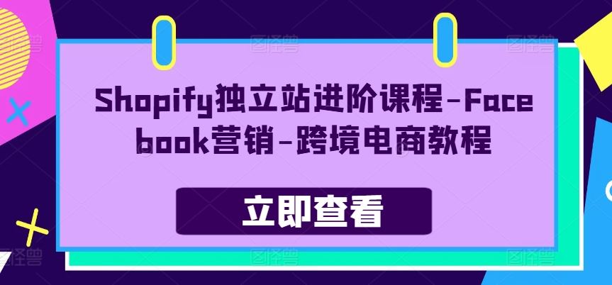 Shopify独立站进阶课程-Facebook营销-跨境电商教程-九零网创