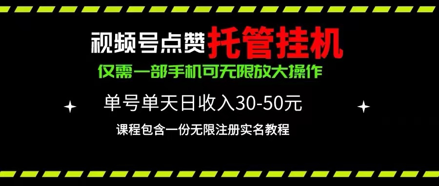 （10644期）视频号点赞托管挂机，单号单天利润30~50，一部手机无限放大（附带无限…-九零网创