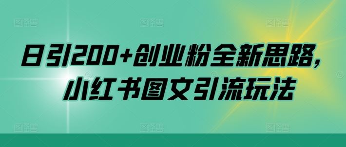 日引200+创业粉全新思路，小红书图文引流玩法【揭秘】-九零网创
