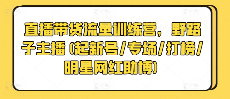 直播带货流量训练营，野路子主播(起新号/专场/打榜/明星网红助博)-九零网创