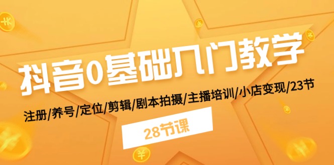（11088期）抖音0基础入门教学 注册/养号/定位/剪辑/剧本拍摄/主播培训/小店变现/28节-九零网创