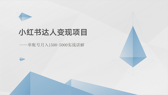（10720期）小红书达人变现项目：单账号月入1500-3000实战讲解-九零网创