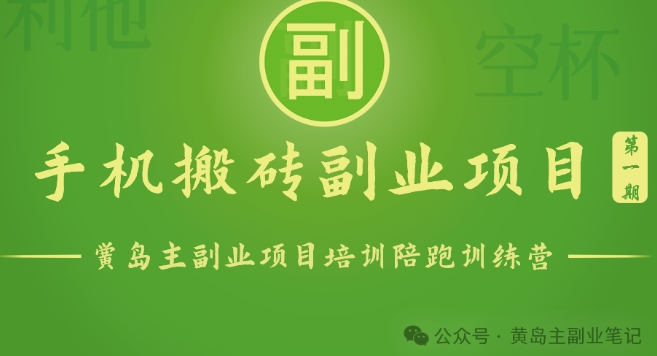 手机搬砖小副业项目训练营1.0，实测1小时收益50+，一部手机轻松日入100+-九零网创