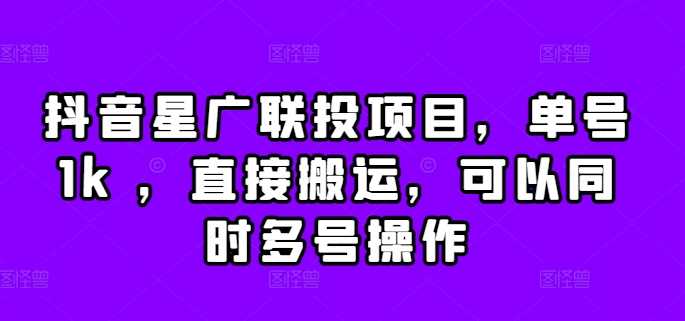 抖音星广联投项目，单号1k ，直接搬运，可以同时多号操作【揭秘】-九零网创