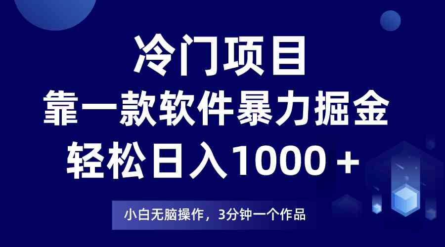 （9791期）冷门项目，靠一款软件暴力掘金日入1000＋，小白轻松上手第二天见收益-九零网创