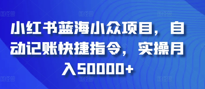 小红书蓝海小众项目，自动记账快捷指令，实操月入50000+-九零网创