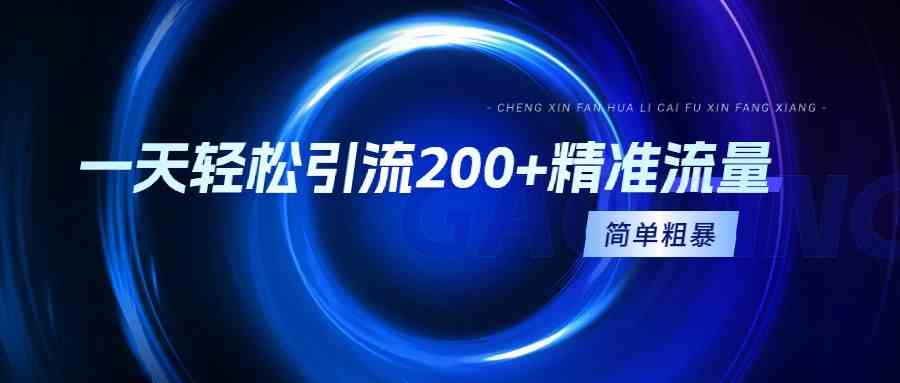 （9359期）一天轻松引流200+精准流量，简单粗暴，一看就会-九零网创