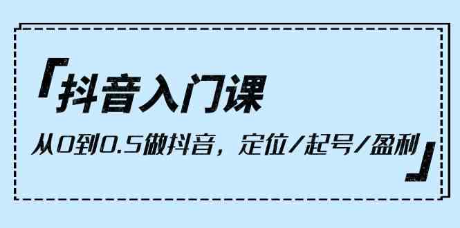 （10076期）抖音入门课，从0到0.5做抖音，定位/起号/盈利（9节课）-九零网创