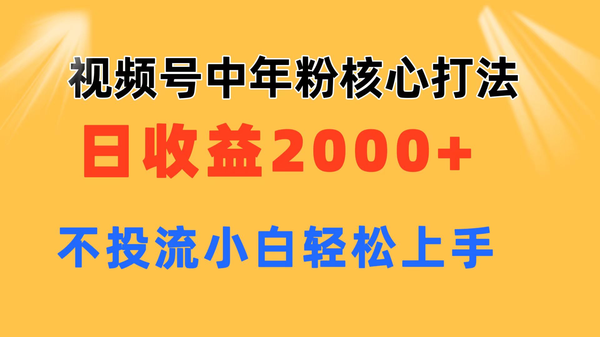 （11205期）视频号中年粉核心玩法 日收益2000+ 不投流小白轻松上手-九零网创