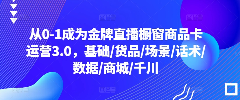 从0-1成为金牌直播橱窗商品卡运营3.0，基础/货品/场景/话术/数据/商城/千川-九零网创