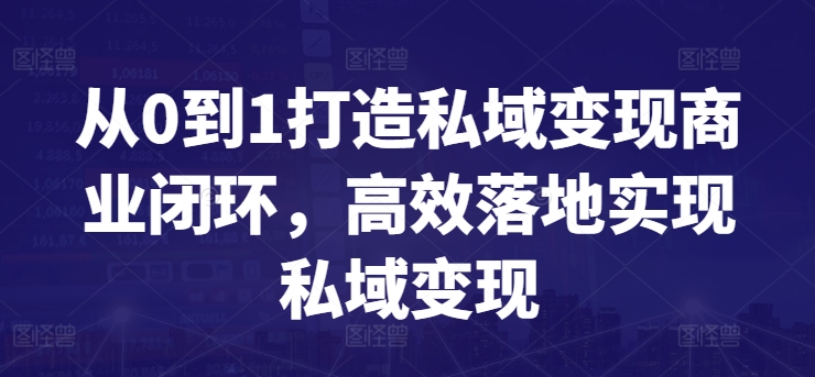 从0到1打造私域变现商业闭环，高效落地实现私域变现-九零网创