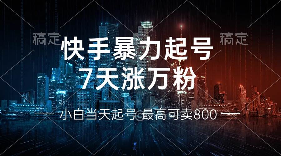 （13142期）快手暴力起号，7天涨万粉，小白当天起号 多种变现方式，账号回收，单月…-九零网创