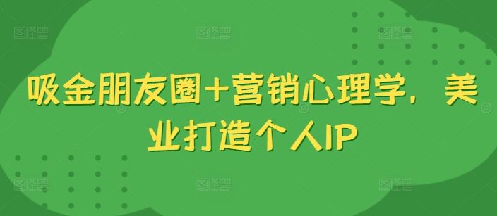 吸金朋友圈+营销心理学，美业打造个人IP-九零网创