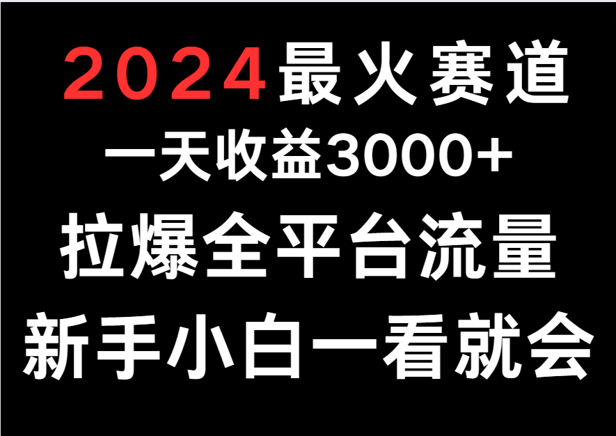 2024最火赛道，一天收一3000+.拉爆全平台流量，新手小白一看就会-九零网创