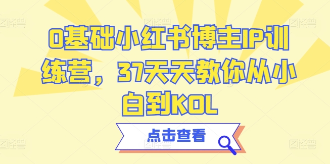 0基础小红书博主IP训练营，37天天教你从小白到KOL-九零网创