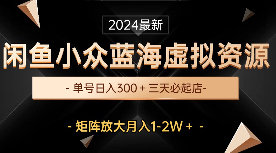 （10336期）最新闲鱼小众蓝海虚拟资源，单号日入300＋，三天必起店，矩阵放大月入1-2W-九零网创
