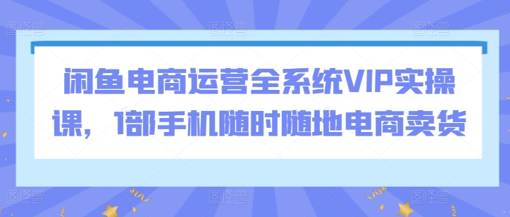 闲鱼电商运营全系统VIP实操课，1部手机随时随地电商卖货-九零网创